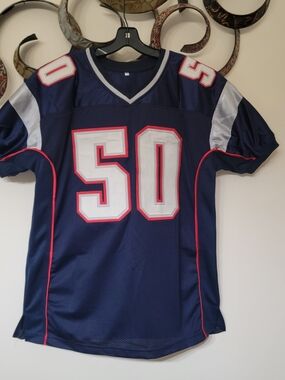 Patriots Football Jersey with White & Red Number 50